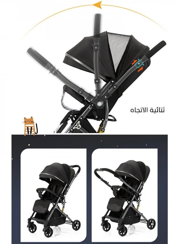 BABYCARA Ultra Lightweight Baby Stroller Folding Travel – One Hand Fold, 2-Way Facing, Gold Frame/Grey - Image 5